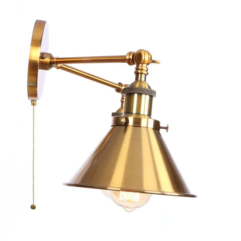 Afralia™ Industrial Vintage LED Wall Light 2 Heads Gold Iron Loft Lamparas De Pared