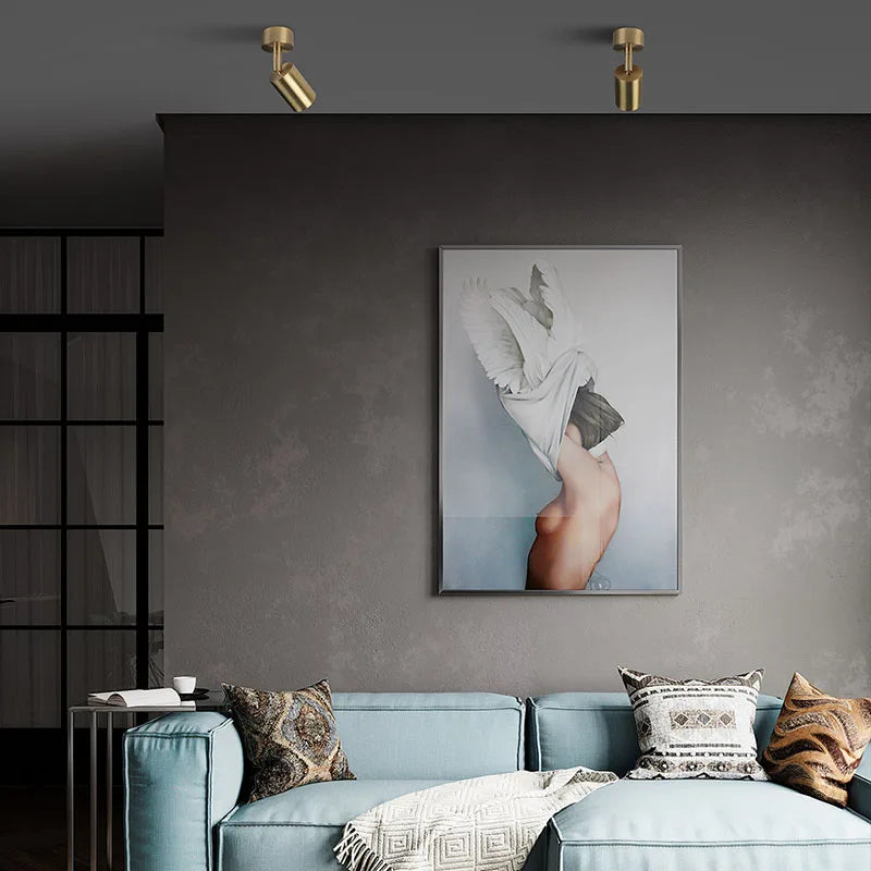 Afralia™ Pure Copper 7W LED Ceiling Spotlight CRI97 Adjustable Angle Bedroom Downlight