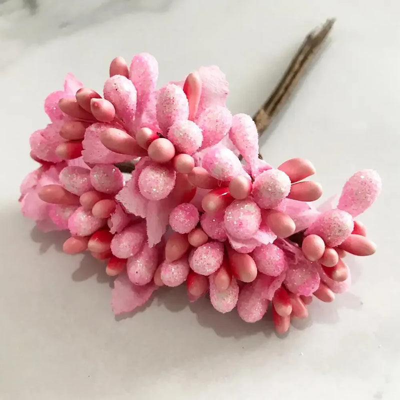 Afralia™ Pink Hybrid Cherry Stamen Berries Bundle for DIY Cake Wedding Decor