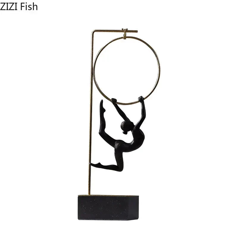 Afralia™ Gymnastic Acrobat Resin Sculpture Ornaments for Living Room Decor