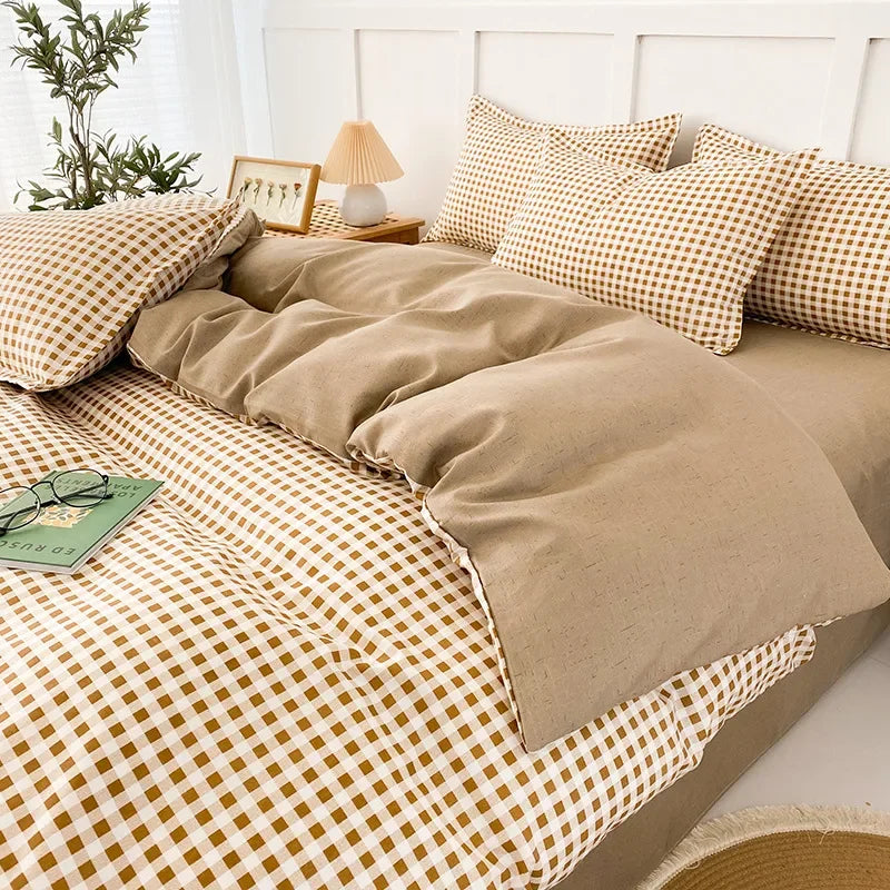 Afralia™ 4-Piece Geometric Floral Quilt Cover Set for 1.5/1.8/2M Beds