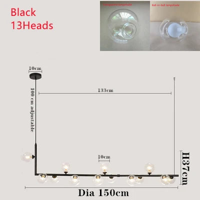 Afralia™ Dual Glass Lamp Ceiling Chandelier LED Suspension Light for Dining and Kitchen