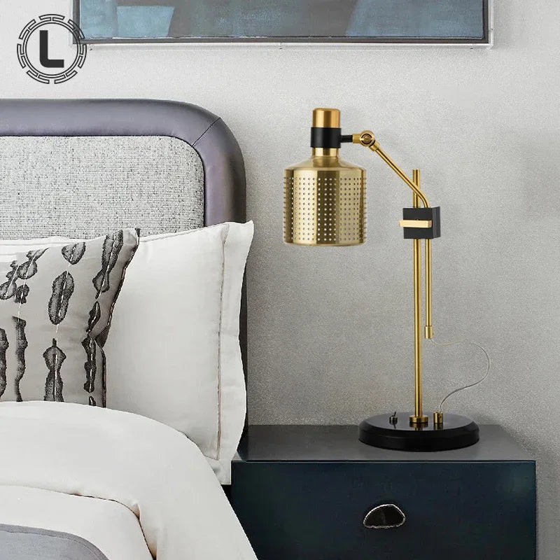 Afralia™ Postmodern Gold Desk Lamp for Living Room Bedroom Study Retro Minimalist Design