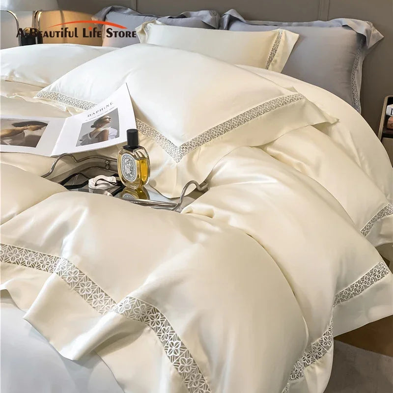 Afralia™ Eucalyptus Fiber Lace Bedding Set for Soft, Silky & Cool Skin-friendly Comfort