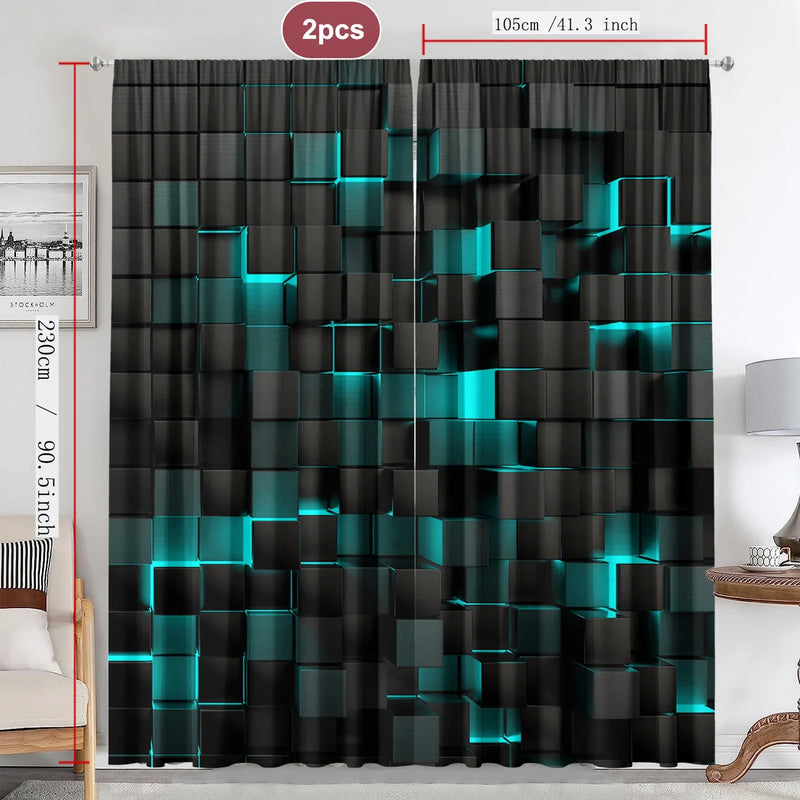 Afralia™ Translucent Grid Rod Pocket Curtains: Mysterious Home Decor for Kitchen, Coffee Shop & Living Room