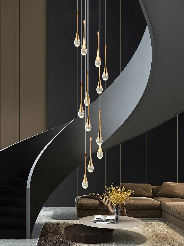 Afralia™ Crystal Chandelier: Modern LED Hanging Lamp for Living Room, Villa, and Staircase