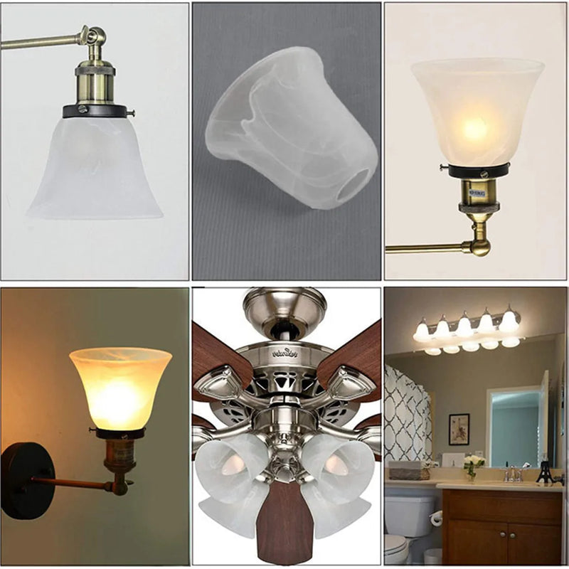 Afralia™ Alabaster Glass Shade Bell Light Fixture Replacement Cover for Fan Chandelier Sconce