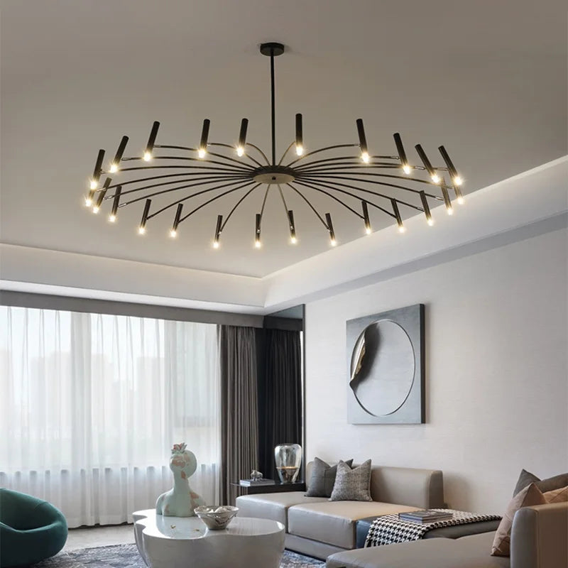 Afralia™ Black Sputnik Chandelier: Nordic Design, Adjustable Lighting for Home Décor