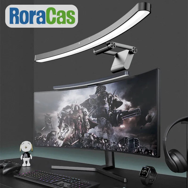 Afralia™ Curved Monitor Light Bar: Dimmable Desk Lamp for E-Reading, Work, and Gaming