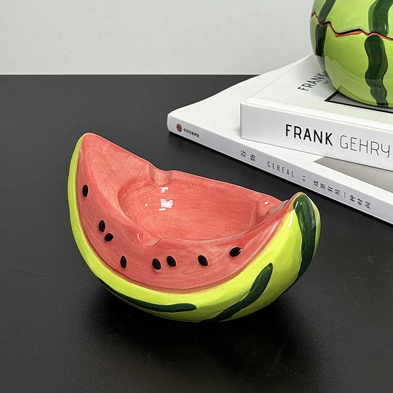 Watermelon Porcelain Ashtray by Afralia™ - Smoking Accessories for Weed & Cigarettes