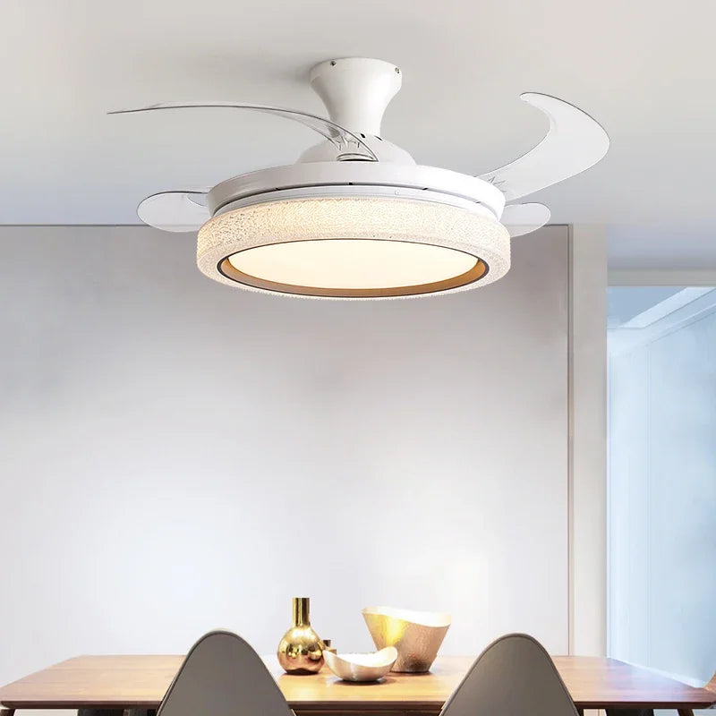 Afralia™ 42/48inch Invisible Chandelier Ceiling Fan with LED Light in Multiple Colors