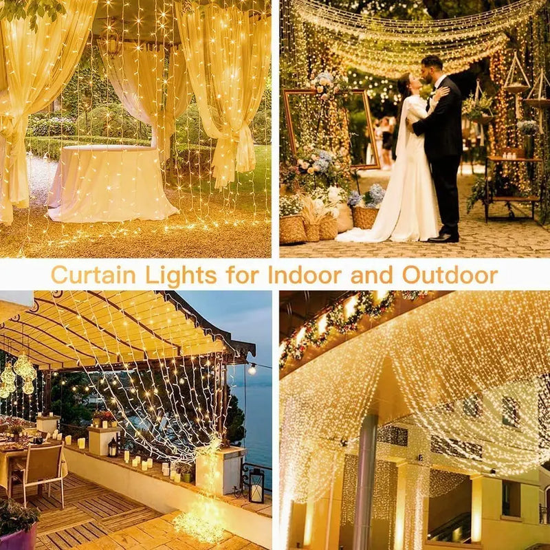 Afralia™ LED Curtain Icicle String Lights: Christmas Fairy Lamp for Wedding/Garden/Home Décor