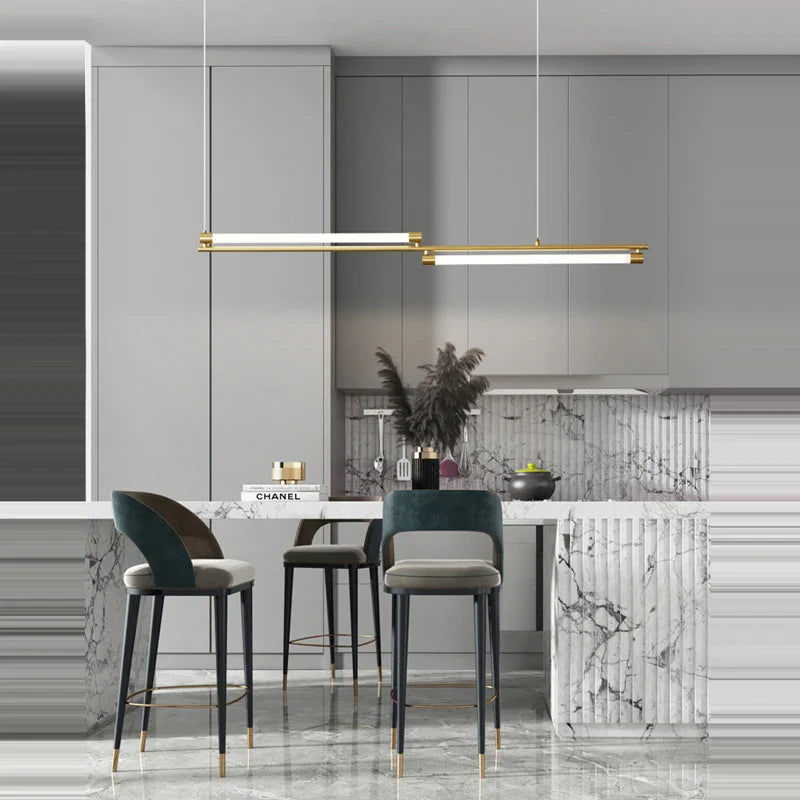 Afralia™ Art Deco LED Gold Chandelier for Dinning Room