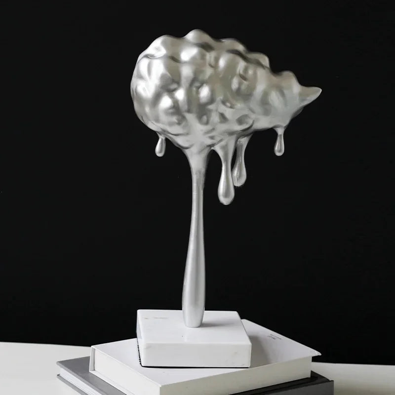 Afralia™ Silver Cloud Rain Resin Sculpture Home Decor Figurine