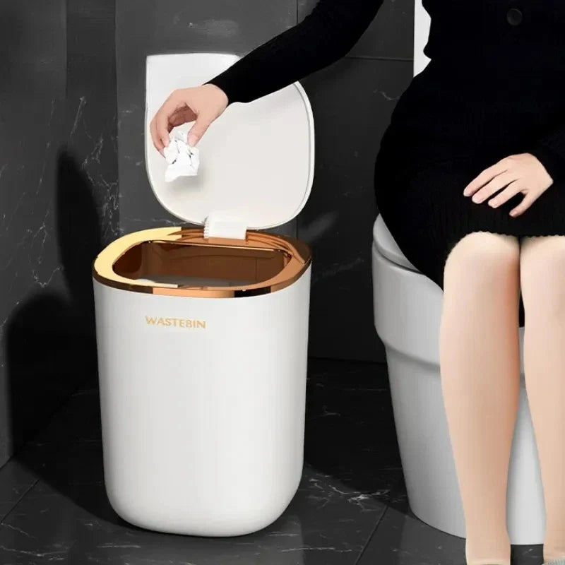 Afralia™ 12L Smart Sensor Luxury Trash Can for Kitchen and Bathroom