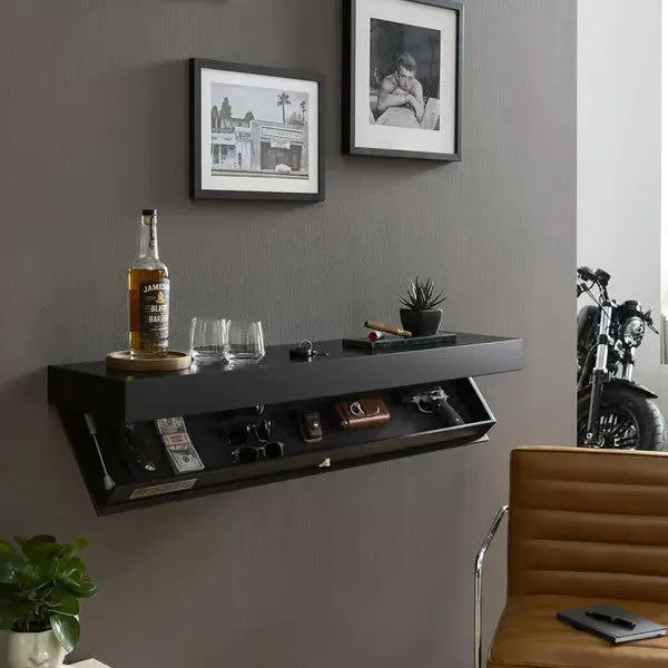 Afralia™ Floating Secret Compartment Wall Shelf - Concealed Solid Furniture Storage