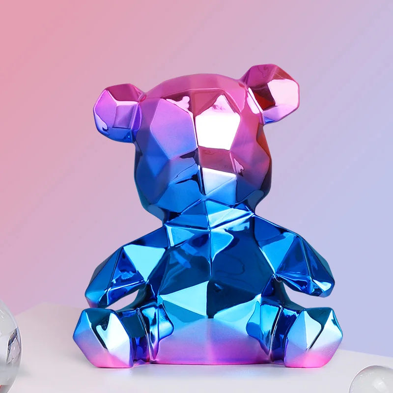 Afralia™ Electroplated Teddy Bear Sculpture for Home Decor