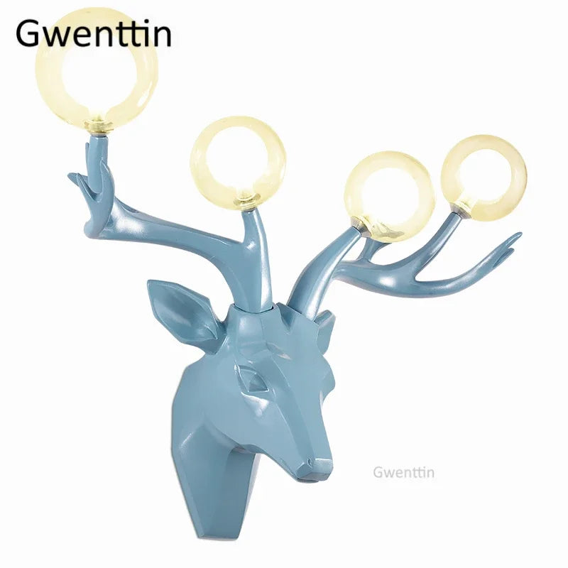 Afralia™ Resin Antlers Wall Sconce: Modern LED Deer Light Fixture for Home Decor