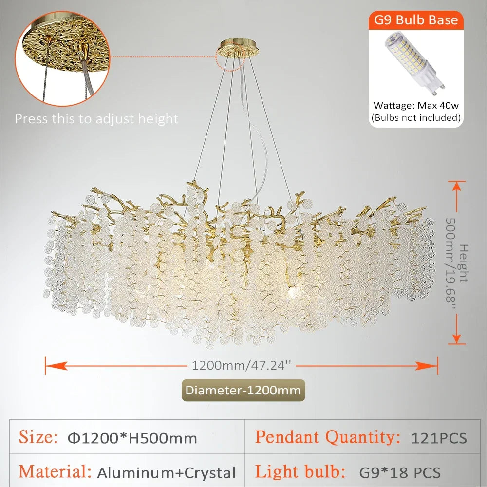 Afralia™ Golden Money Tree Crystal Chandelier for Elegant Home Décor