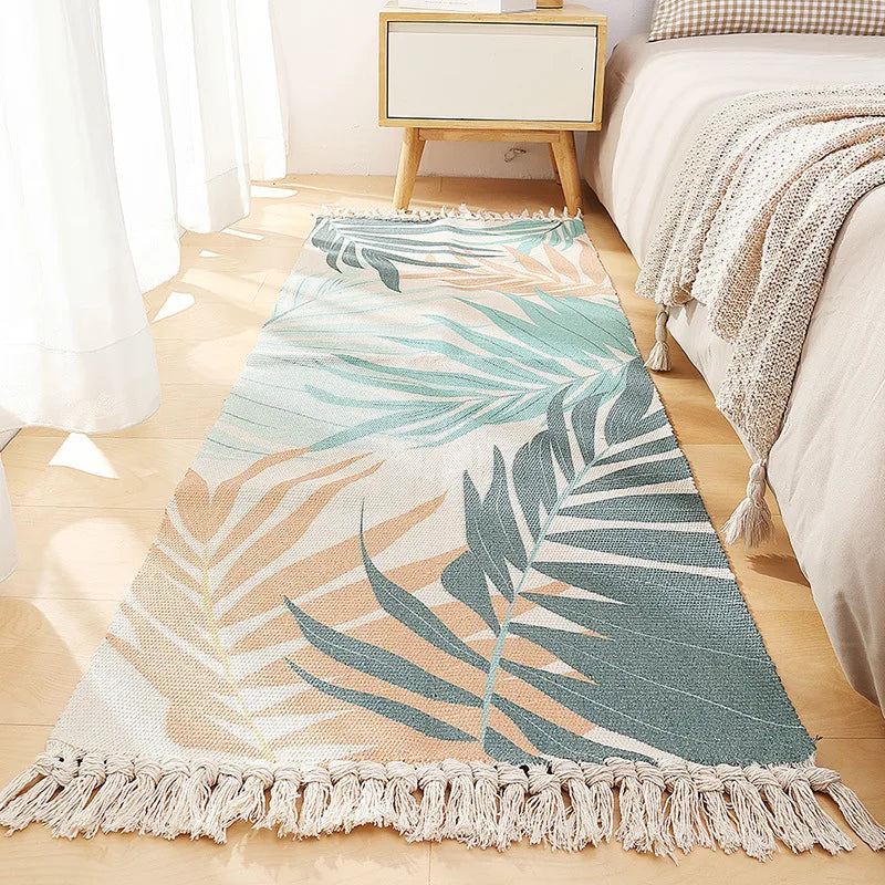 Afralia™ Soft Weave Tassels Bedside Rug, Anti-Slip Living Room Carpet