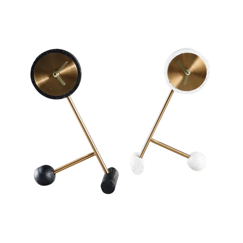 Afralia™ Geometric Metal Table Clock - Abstract Triangle Home Decor Piece