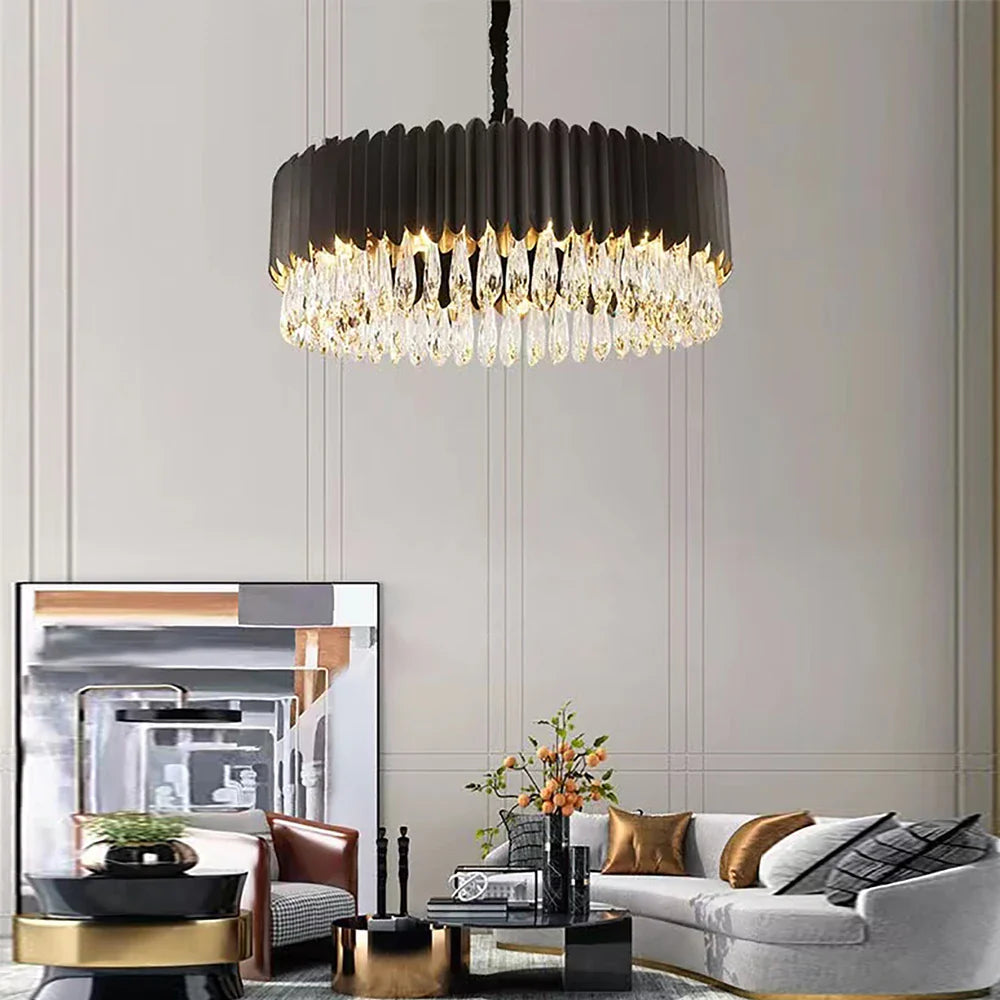 Afralia™ Luxury Crystal Chandeliers Dimmable LED Ceiling Lamps for Dining Room