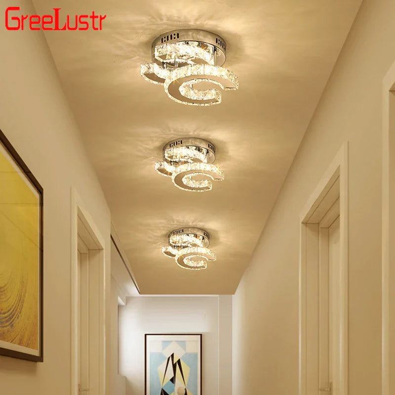 Afralia™ Crystal LED Ceiling Lamps Modern Chandeliers for Home Room Decor