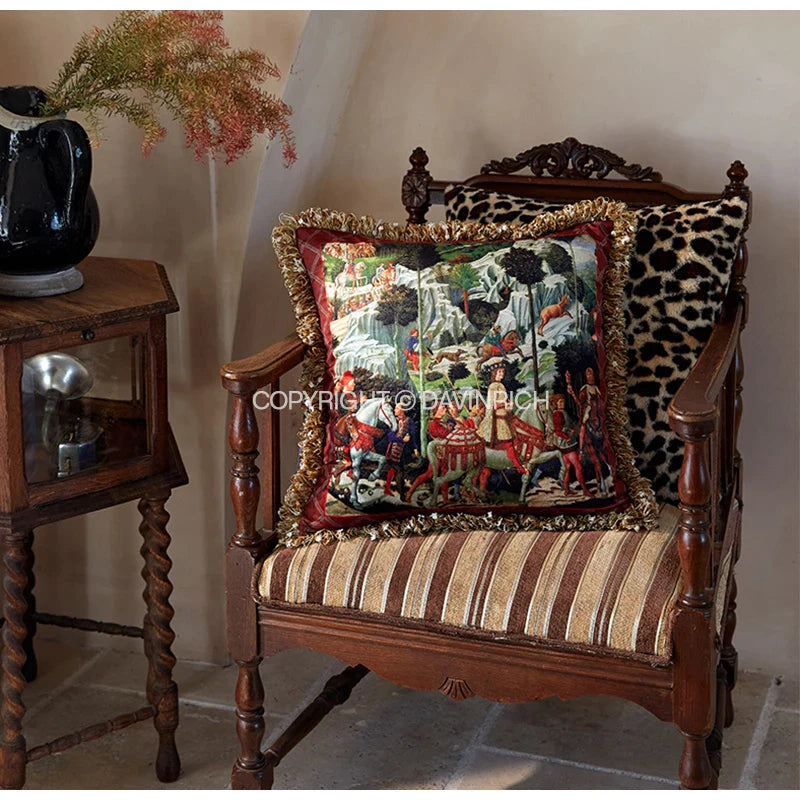 Afralia™ Renaissance Velvet Pillow Cover - Italian Oil Painting Textured Luxury Cushion Case