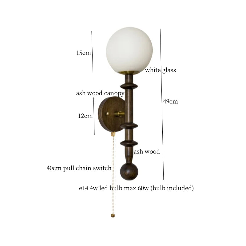 Afralia™ White Glass LED Wall Lamp French Vintage Living Room Bedroom Light