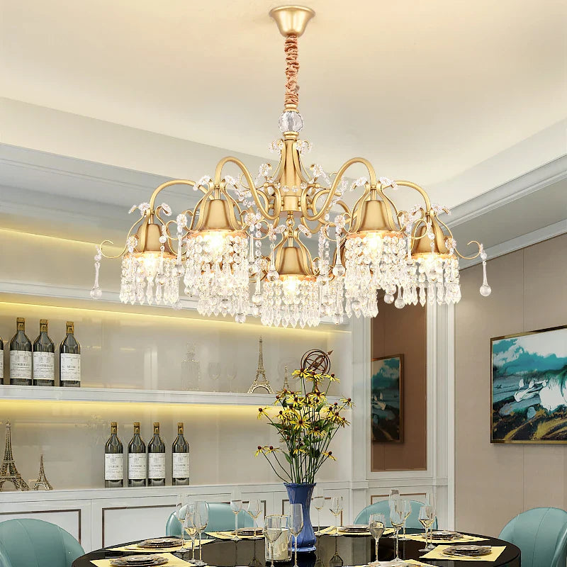 Afralia™ Iron Crystal Chandelier: Retro & Creative Lighting for Living Room, Bedroom, Dining Room