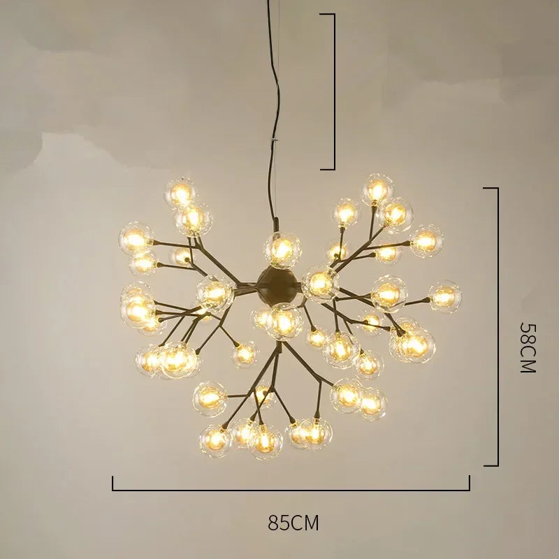 Afralia™ Heracleum Firefly Glass Round Ball Chandelier - Luxury Staircase Dining Room Lighting