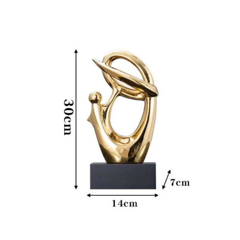 Afralia™ Golden Geometric Human Body Sculpture Decorative Figurine