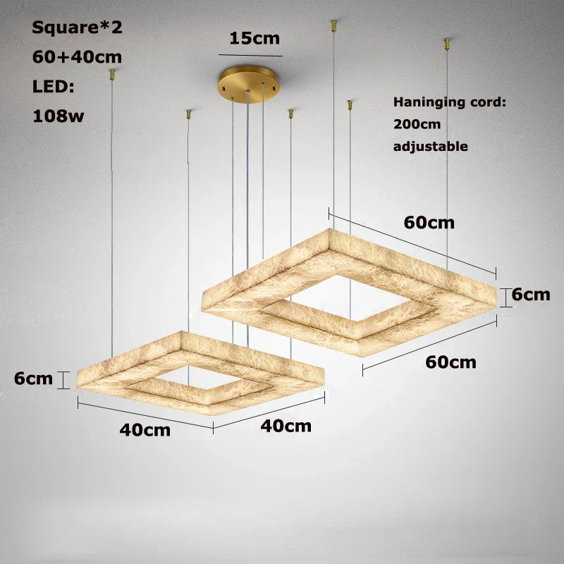 Afralia™ Dimmable LED Chandelier Pendant Light in Gold Chrome & Alabaster