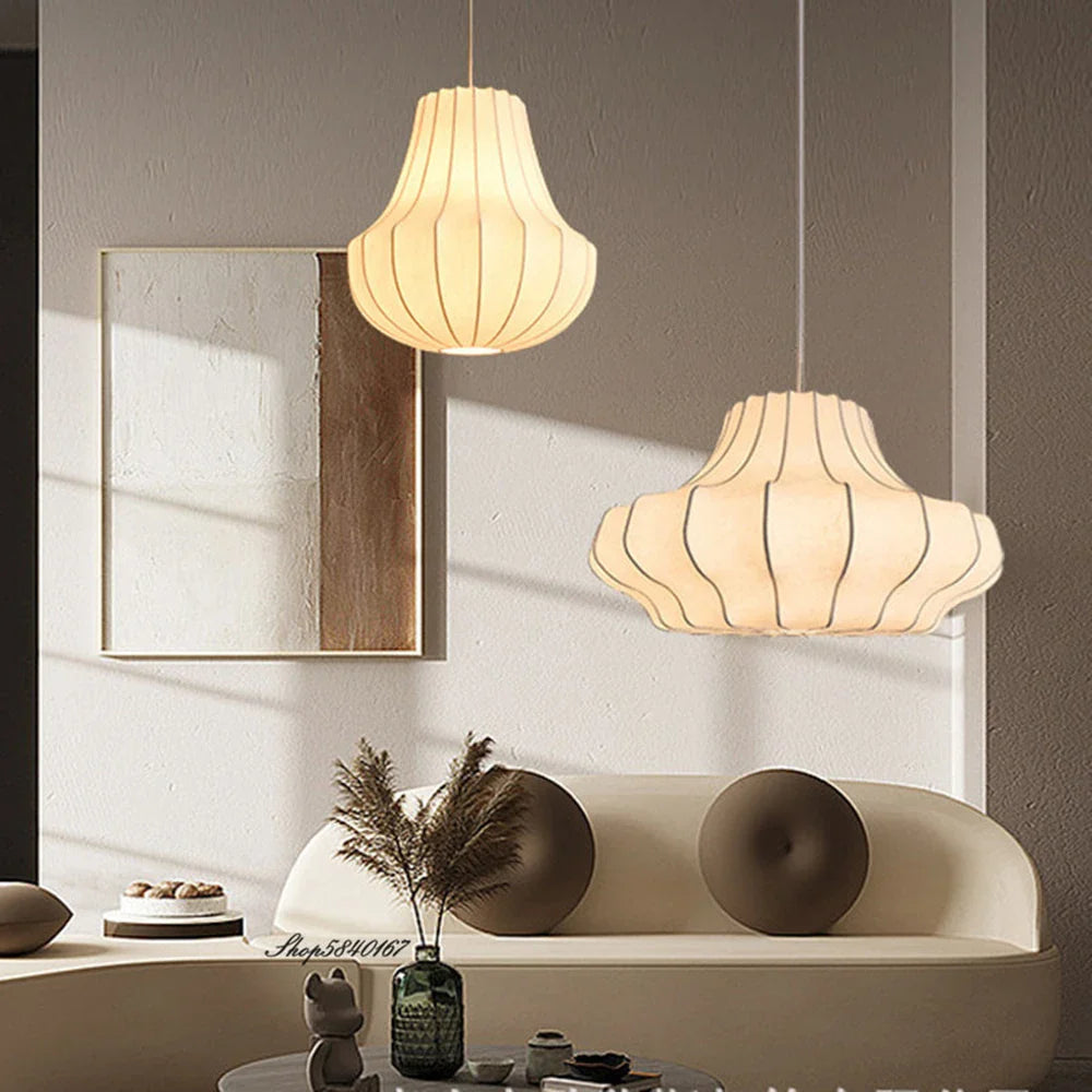 Afralia™ Silk Cocoon Pendant Light for Living Room Bedroom Dining Decor