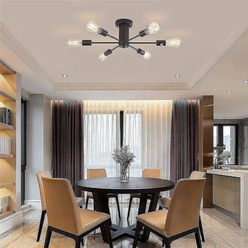 Afralia™ Wrought Iron Ceiling Light Chandelier for Bedroom and Living Room