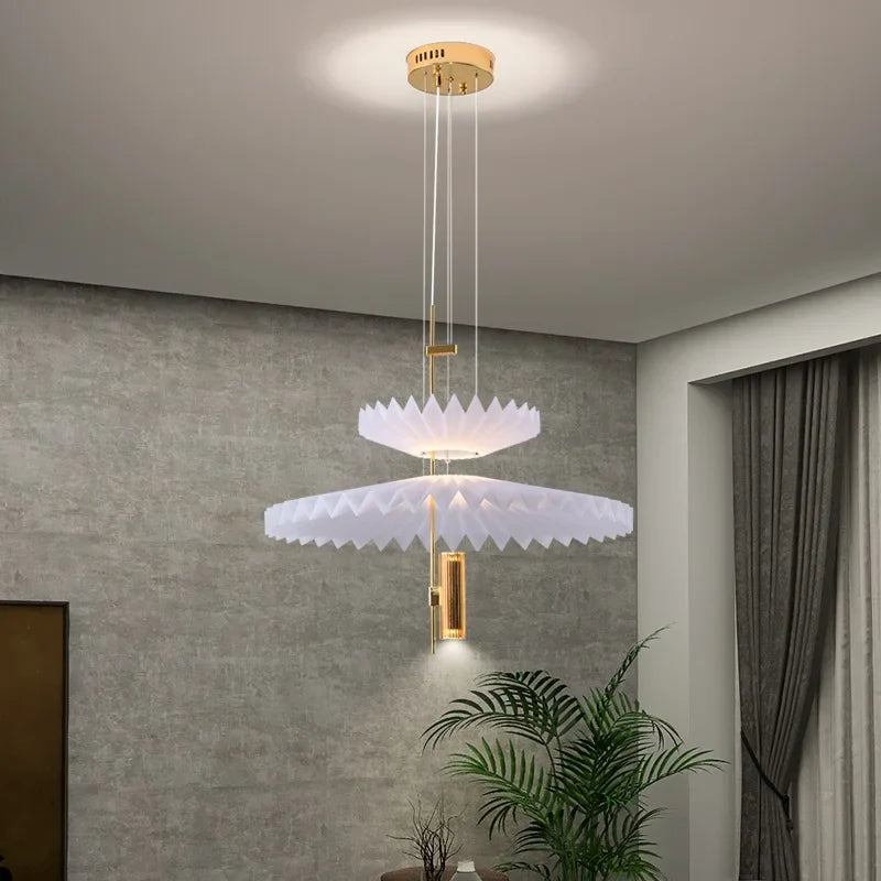 Afralia™ Minimalist Golden Chandelier for Restaurant Living Room Bedroom