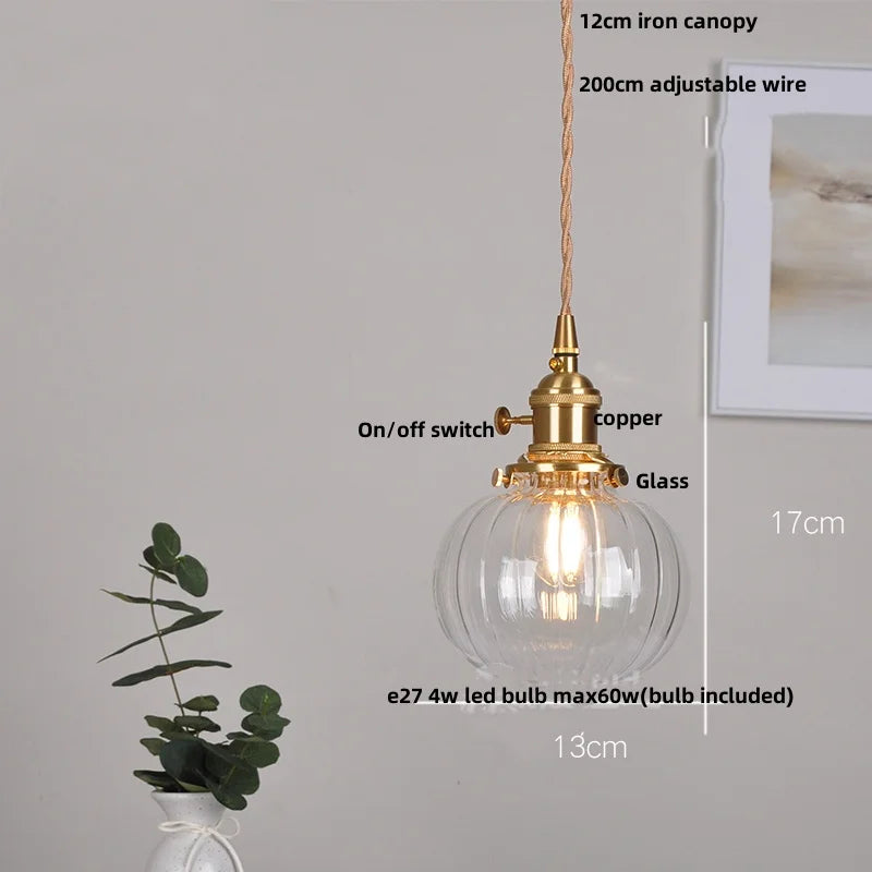 Afralia™ LED Brass Pendant Lamp Modern Clear Glass Dining Light
