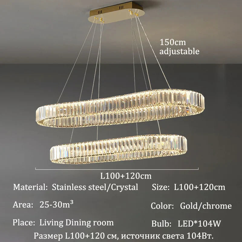 Afralia™ Luxury Crystal Pendant Lights for Home Dining Room Bar LED Chandelier Fixture