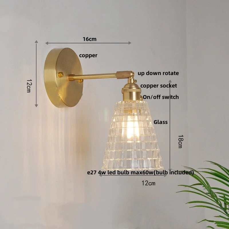 Afralia™ Green Glass LED Wall Lights Pull Chain Switch Vintage Style Bedside Lamp