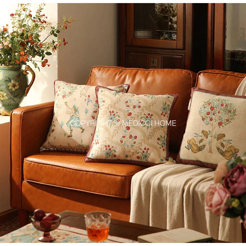 Afralia™ Pastoral Song Vintage Throw Pillow Case, Childish Delight Farmhouse Cushion Cover