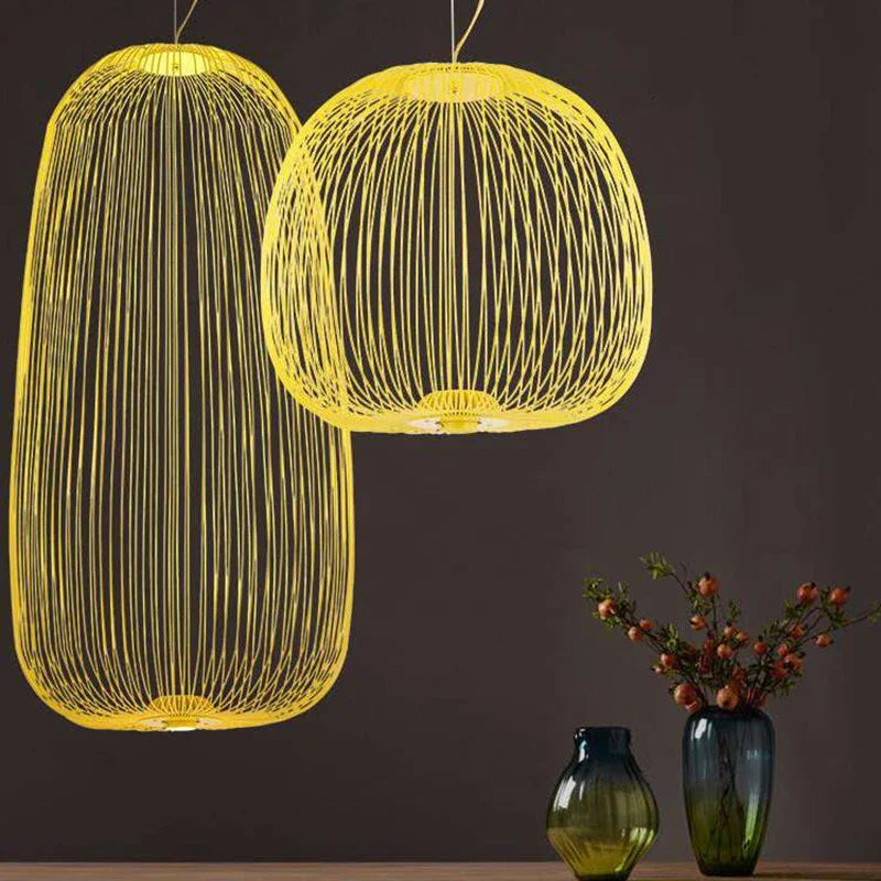 Afralia™ Nordic Foscarini Spokes LED Pendant Chandelier Industrial Bird Cage Hanging Lamp