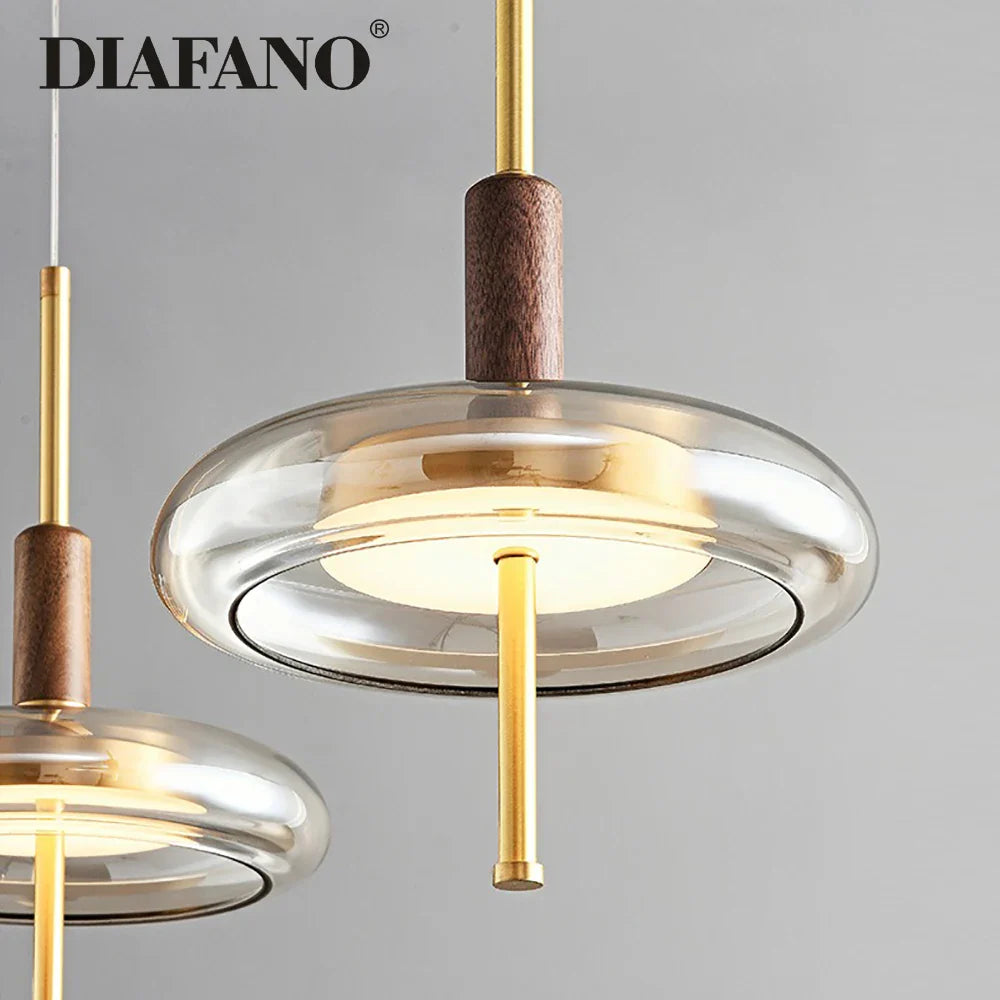 Afralia™ Walnut LED Pendant Lamp for Modern Living Spaces