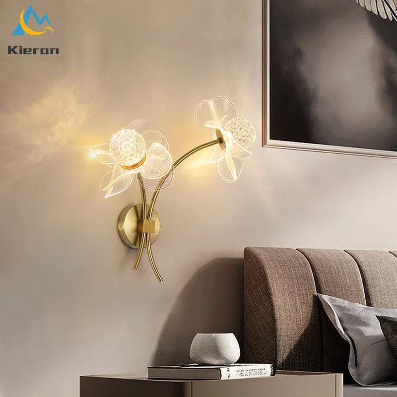 Afralia™ Sunflower LED Wall Lamp: Nordic Modern Bedroom Decor Flower Wall Light