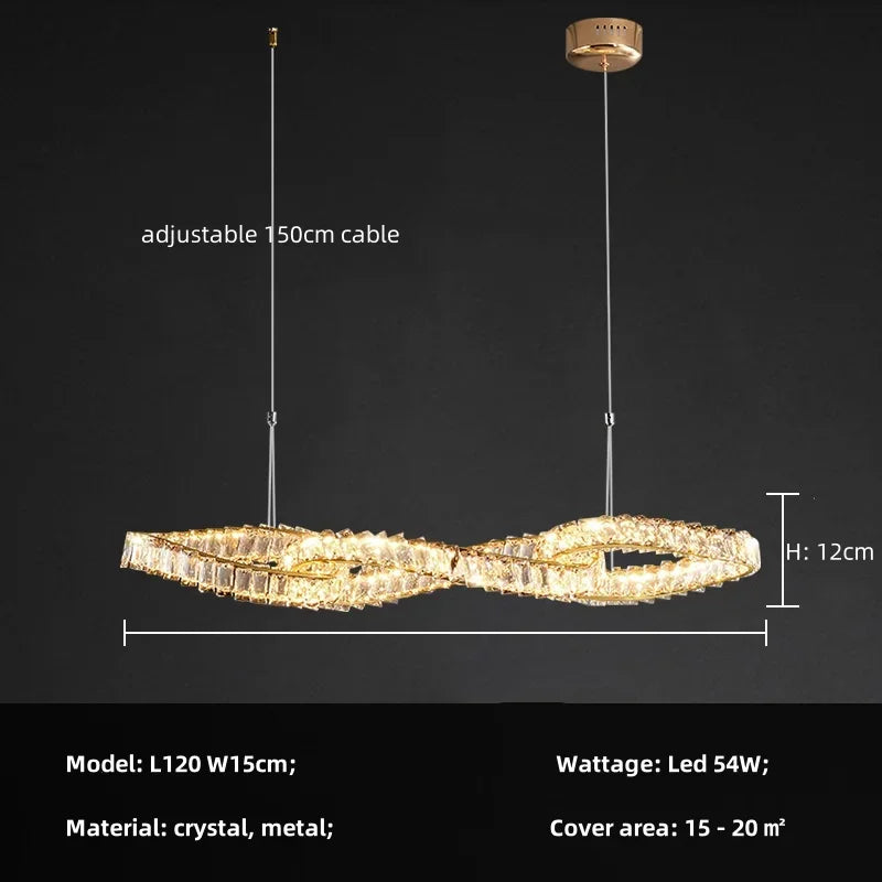 Afralia™ Luxury K9 Crystal Pendant Lights Gold Metal Hanging Lamp LED Suspension