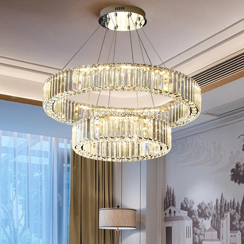 Afralia™ Chrome Silver Crystal Chandeliers Pendant Lamp for Luxurious Living and Bedroom