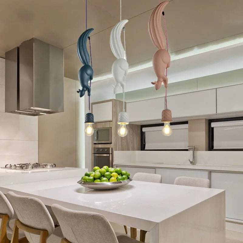 Afralia™ Nordic Squirrel Resin Pendant Light: Modern, Industrial, and LED for Children's Room & Kitchen.