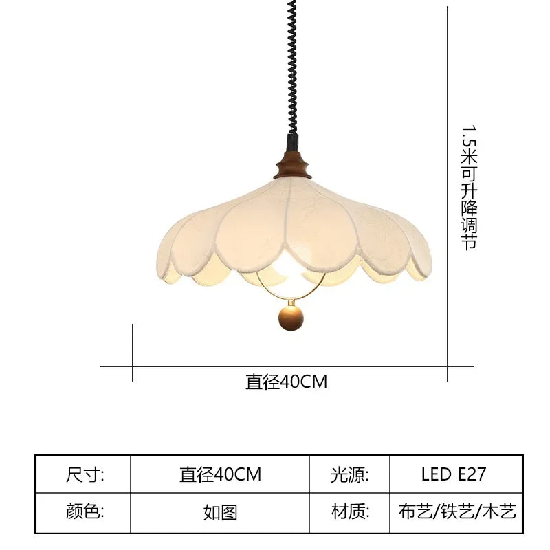 Afralia™ Retro LED Pendant Lights Fabric Art Hanging Lamp for Home and Cafe