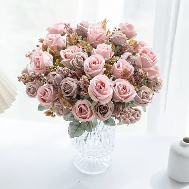 Afralia™ 8-Head 30cm Pink Peony Silk Bouquet Wedding Home Decoration Flower Wall