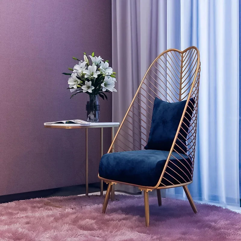 Afralia™ Pink & Coffee Gold Wire Leisure Chair: Nordic Style Modern Living Room Decor & Comfort