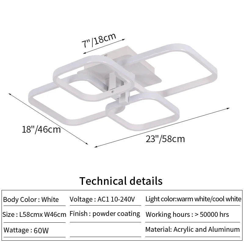 Afralia™ White Acrylic Chandelier LED Ceiling Lamp for Living Dining Room Home Decor